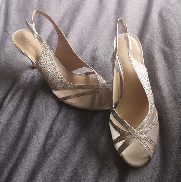 Rhinestone Peep Toes Sz10 - Picture 1 of 7